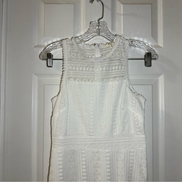 Miami White Lace Scoop Neck Sleevless Ruffle Hem Midi Dress Small - Picture 5 of 11